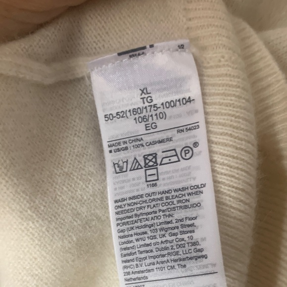 Banana Republic Cream Ivory 💯 % Cashmere Cowl Neck Sweater Size XL Like New - Picture 8 of 9